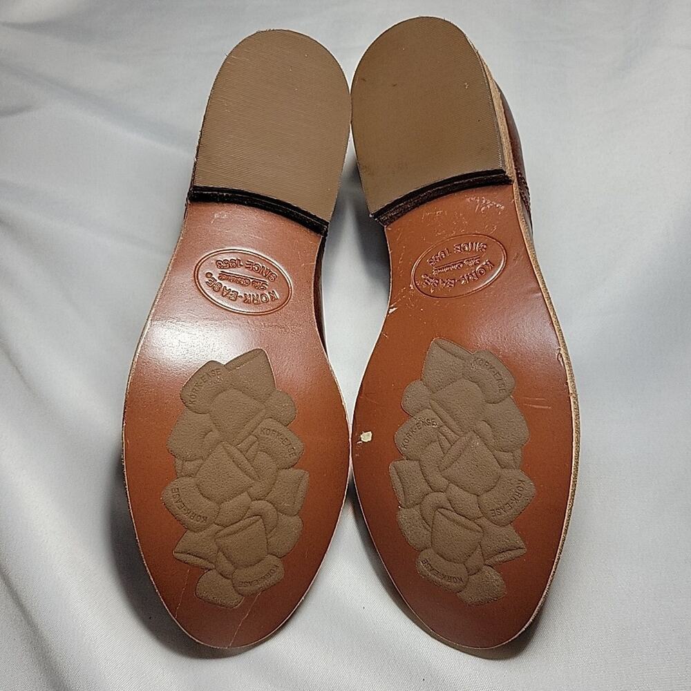 Kork-Ease Rori Oxford Shoe Women Tan Rum Leather Cap Laceless Up Slip On Flat - Picture 7 of 11